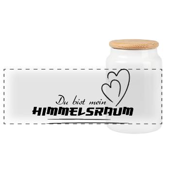 HIMMELSRAUM – Spirituelles Statement Shirt - Panorama Keksdose mit Holzdeckel - Weiß - Vorne