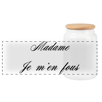 Madame Je M'en Fous Humour - Boîte à biscuits avec couvercle en bois - blanc - Devant