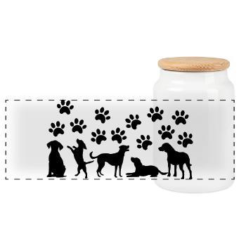 Black Dogs Squad – Minimalistische Ästhetik - Panorama Keksdose mit Holzdeckel - Weiß - Vorne