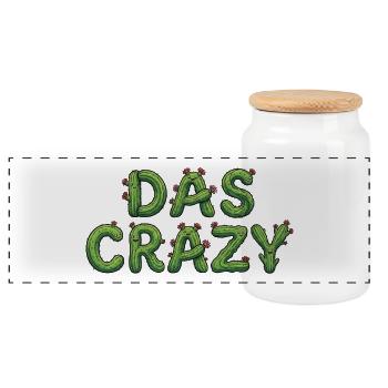 THE CRAZY Cactus Meme Saying - Panoramic Cookie Jar with Wooden Lid - white - Front