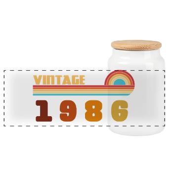 40 Year Old Black Gold Tee Born 1986 - Panoramic Cookie Jar with Wooden Lid - white - Front