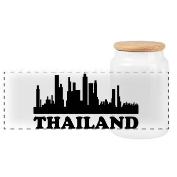 Thailand Skyline - Panorama Keksdose mit Holzdeckel - Weiß - Vorne
