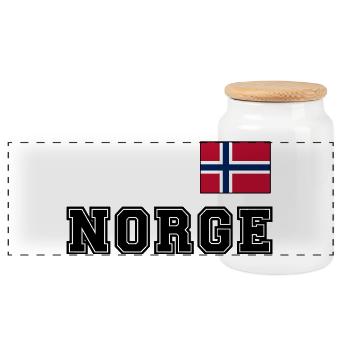 NORWEGN - NORGE Trikot Look - Flagge auf der Brust - Panorama Keksdose mit Holzdeckel - Weiß - Vorne