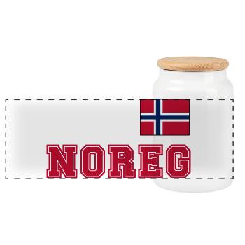 NORWEGN - NOREG Trikot Look - Flagge auf der Brust - Panorama Keksdose mit Holzdeckel - Weiß - Vorne