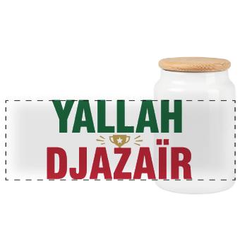 Yallah Djazair Champion Algerien | Fußunterstützer - Panorama Keksdose mit Holzdeckel - Weiß - Vorne