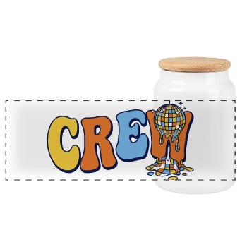 Retro Crew Disco Ball Party Team Cohesion - Panoramic Cookie Jar with Wooden Lid - white - Front