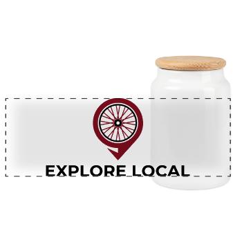 Explore Local Trail Cycling Shirt - Panoramic Cookie Jar with Wooden Lid - white - Front