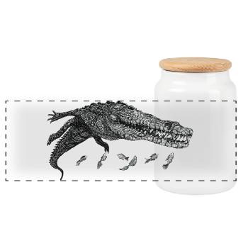 Crocodile nageur - Boîte à biscuits avec couvercle en bois - blanc - Devant