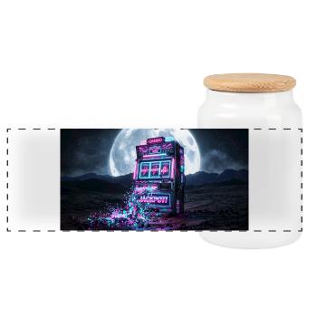 Jackpot de l’épuisement - Mème esthétique Vaporwave - Boîte à biscuits avec couvercle en bois - blanc - Devant