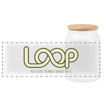 LOOP – One More Thought | Humor about Overthinking - Panoramic Cookie Jar with Wooden Lid - white - Front