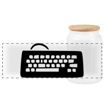 Retro_Vintage_80er_90er_Jahre_Tastatur_schwarz_ - Boîte à biscuits avec couvercle en bois - blanc - Devant