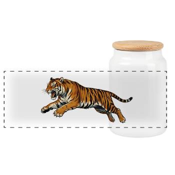 Style artistique rétro de Tiger - Boîte à biscuits avec couvercle en bois - blanc - Devant