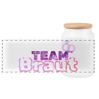 Team Bride - Panoramic Cookie Jar with Wooden Lid - white - Front