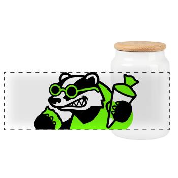 Icône de la rentrée scolaire de Badger Cool - Boîte à biscuits avec couvercle en bois - blanc - Devant