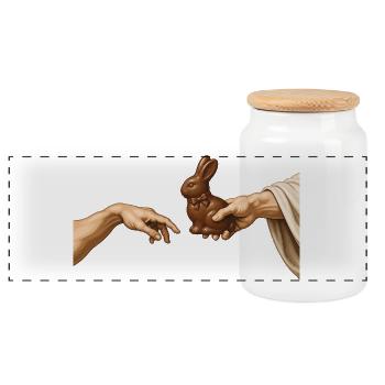 Pâques Le Lapin en chocolat de la Création Pâques drôle - Boîte à biscuits avec couvercle en bois - blanc - Devant