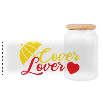 Insurance Agent Cover Lover Funny Insurance Broker - Panoramic Cookie Jar with Wooden Lid - white - Front