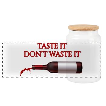 Taste It Verschwende es nicht – Lustiges Wein-T-Shirt - Panorama Keksdose mit Holzdeckel - Weiß - Vorne