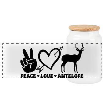 Cœur d’antilope Motif animal de paix - Boîte à biscuits avec couvercle en bois - blanc - Devant