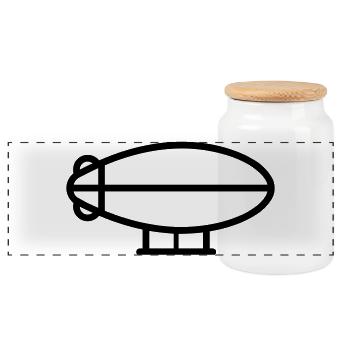 Airship - Panoramic Cookie Jar with Wooden Lid - white - Front
