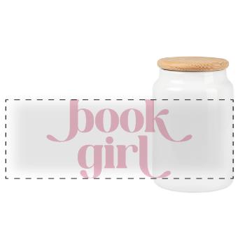 Buchgirl - Book Girl Retro - Panorama Keksdose mit Holzdeckel - Weiß - Vorne