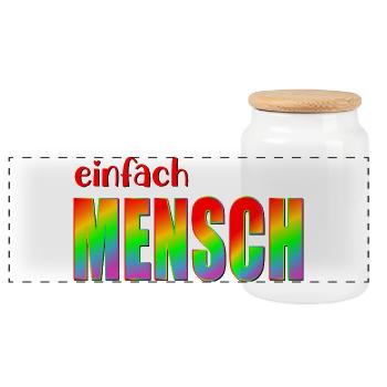 MENSCH INKLUSION VIELFALT - Panorama Keksdose mit Holzdeckel - Weiß - Vorne