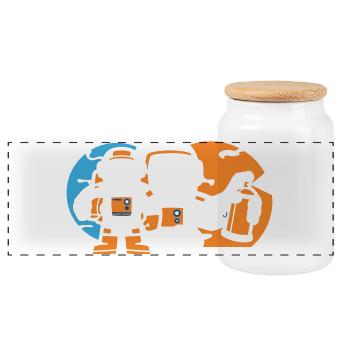 Logo de la silhouette de l’astronaute - Boîte à biscuits avec couvercle en bois - blanc - Devant