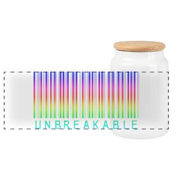 Barcode Unbreakable Rainbow - Panoramic Cookie Jar with Wooden Lid - white - Front
