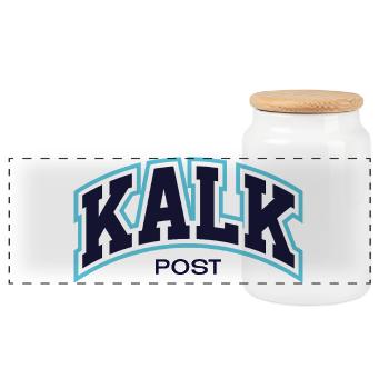 KalkPost3 - Panoramic Cookie Jar with Wooden Lid - white - Front