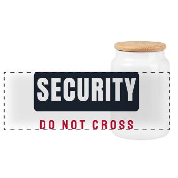 Security Lettering Bar - Security Service - Panoramic Cookie Jar with Wooden Lid - white - Front