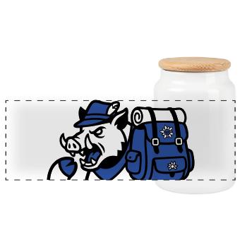 Logo du sac à dos Sanglier sauvage - Boîte à biscuits avec couvercle en bois - blanc - Devant