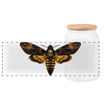Deaths head Hawkmoth Acherontia atropos - Panoramic Cookie Jar with Wooden Lid - white - Front