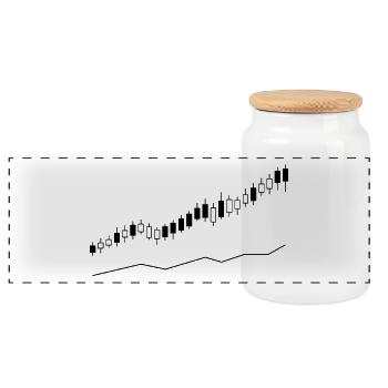 Bullenmarkt-Candlestick-Graph - Panorama Keksdose mit Holzdeckel - Weiß - Vorne