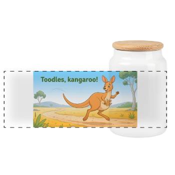 TOODLES KANGAROO - Panorama Keksdose mit Holzdeckel - Weiß - Vorne