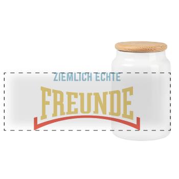 Ziemlich Echte Freunde (Freundschaft / Konkav / 3) - Panorama Keksdose mit Holzdeckel - Weiß - Vorne