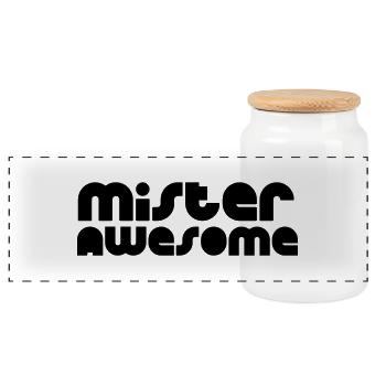 mister awesome - Panoramic Cookie Jar with Wooden Lid - white - Front