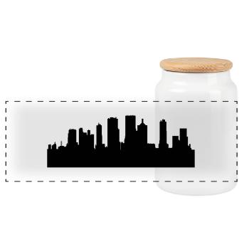 Skyscraper city - Boîte à biscuits avec couvercle en bois - blanc - Devant