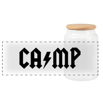 Camping - Panorama Keksdose mit Holzdeckel - Weiß - Vorne