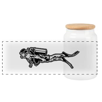 Taucher - Panorama Keksdose mit Holzdeckel - Weiß - Vorne