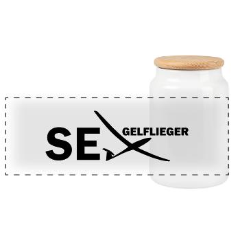 Segelflieger Geschenk Segelfliegen Spruch lustig - Panorama Keksdose mit Holzdeckel - Weiß - Vorne