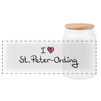 i_love_st_peter_ording__f2 - Panorama Keksdose mit Holzdeckel - Weiß - Vorne