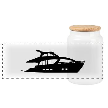 yacht - Boîte à biscuits avec couvercle en bois - blanc - Devant