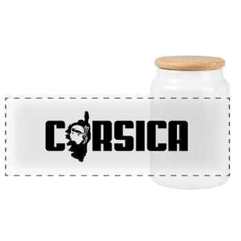 corsica logo - Panoramic Cookie Jar with Wooden Lid - white - Front