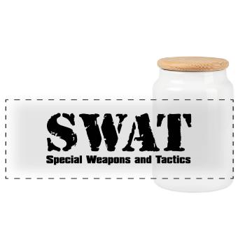 SWAT / S.W.A.T - Panorama Keksdose mit Holzdeckel - Weiß - Vorne