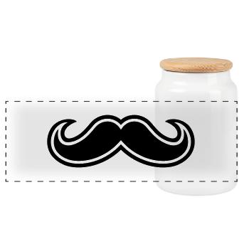 Moustache - Panoramic Cookie Jar with Wooden Lid - white - Front