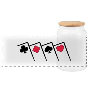 Pokern Poker all in Texas Holdem Karten Shirt - Panorama Keksdose mit Holzdeckel - Weiß - Vorne