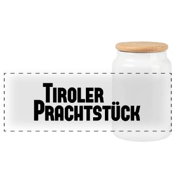 Tiroler Prachtstück - Panorama Keksdose mit Holzdeckel - Weiß - Vorne