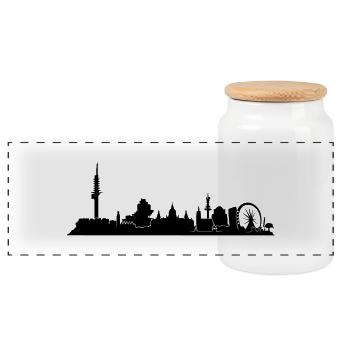 Hannover // Skyline // Silhouette // Skylineshirt - Panorama Keksdose mit Holzdeckel - Weiß - Vorne