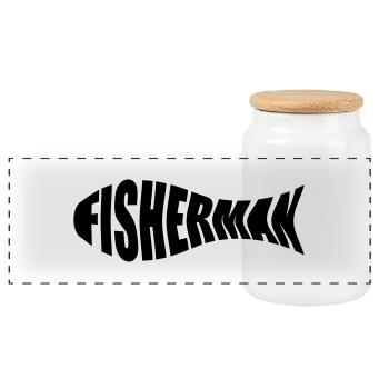 angler - Panorama Keksdose mit Holzdeckel - Weiß - Vorne