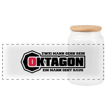oktagon_2c - Panorama Keksdose mit Holzdeckel - Weiß - Vorne