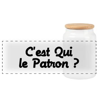 c'est QUI le Patron ? - Panoramic Cookie Jar with Wooden Lid - white - Front